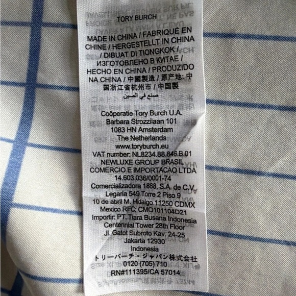 Tory Burch Striped Smocked-Bodice Ivory/Duchess Blue Midi Dress Size XL - Picture 5 of 7